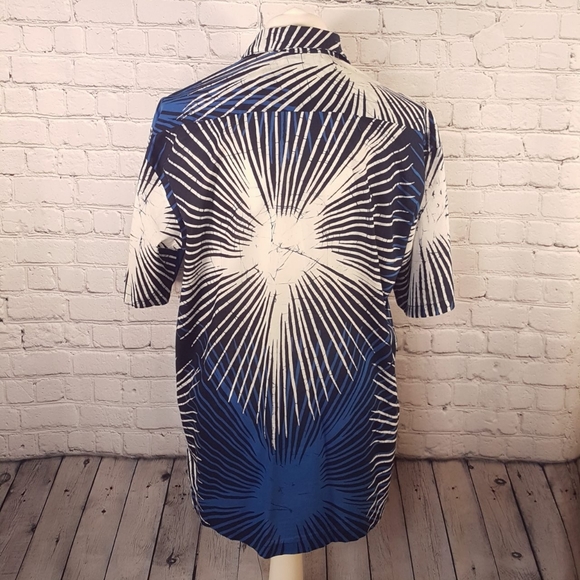 Caribelle Batik Men's Atomic Starburst Blue/white Large Cotton Lightweight Short - Picture 3 of 7